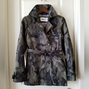 Jane Post Mid Trench Coat Jacket Camo Women Size XS